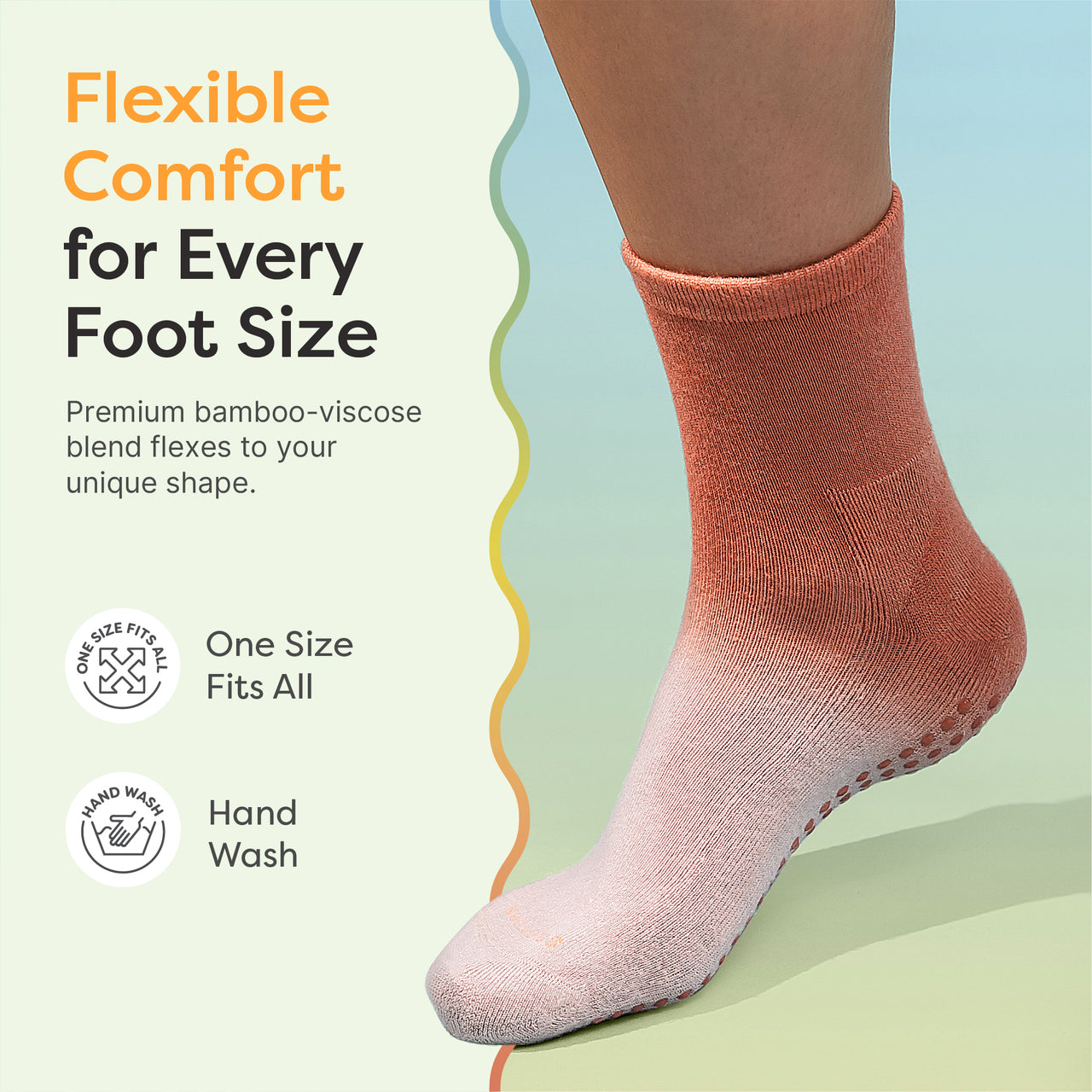 Bamboo Viscose Blend Moisturizing Socks with Anti Slip Grippers