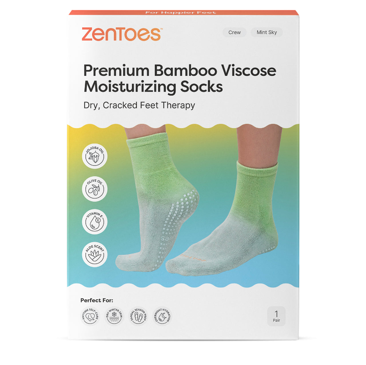 Bamboo Viscose Blend Moisturizing Socks with Anti Slip Grippers