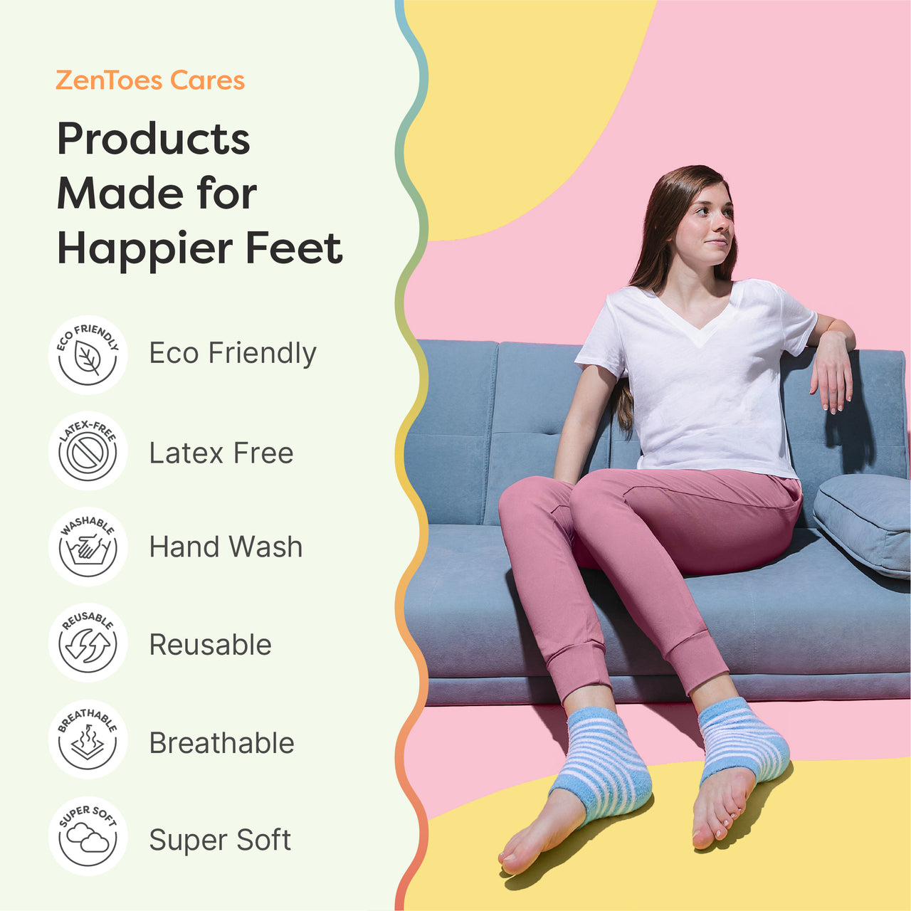 Fuzzy Moisturizing Gel Heel Socks - Spring Variety Pack - ZenToes
