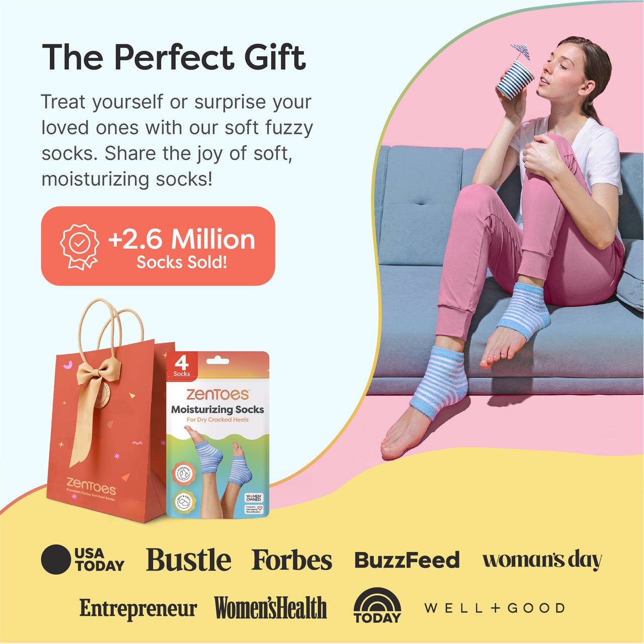 Fuzzy Moisturizing Gel Heel Socks - Spring Variety Pack - ZenToes