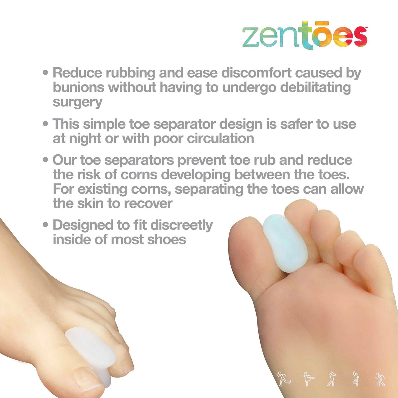 Gel Toe Separators with No Loop - 6 Pack - ZenToes
