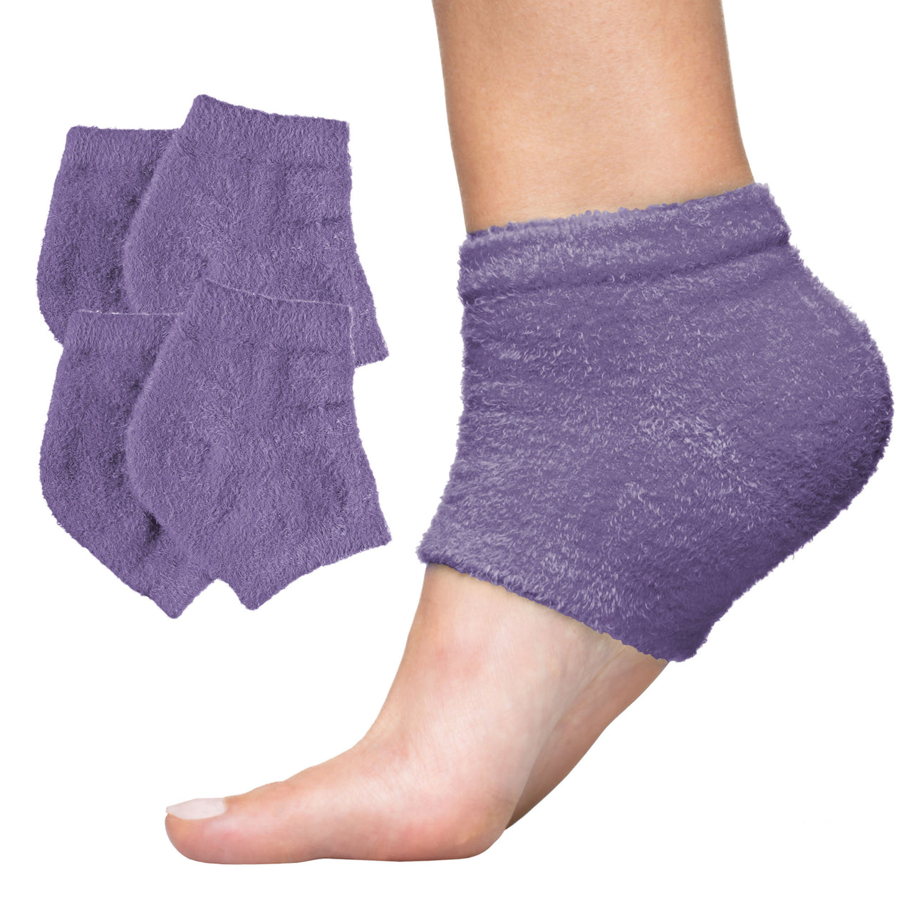 Moisturizing Heel Socks with Gel to Heal Dry Cracked Heels - Fuzzy - ZenToes